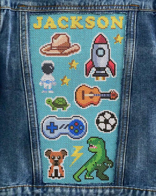 Teal Patch Canvas + Denim™ Needlepoint Jacket for Kids