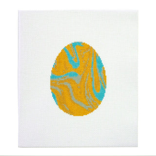Marbled Egg Needlepoint Canvas - Gold Dipped Teal